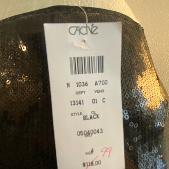 Caché black sequin NWT skirt size 4 with zipper - Picture 6 of 8